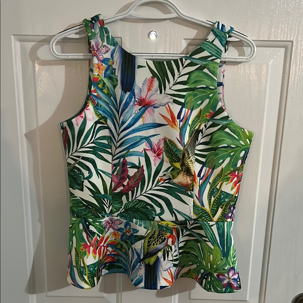 2/$30 Boston Proper Tropical Peplum Tank Top